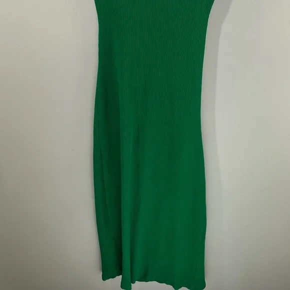 Zara Sleeveless Green Midi Dress Ribbed Fitted Size Small - Picture 8 of 8